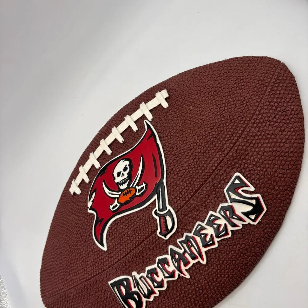 NFL Tampa Bay Buccaneers Logo Ceramic Football Shaped Wall Hanging Decor Plaque